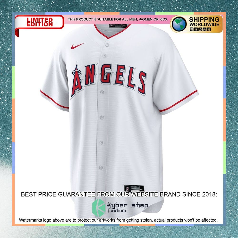 Los Angeles Angels Home Team White Baseball Jersey 5 Los Angeles Angels Home Team White Baseball Jersey word3