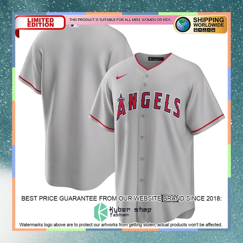 Los Angeles Angels Road Team Gray Baseball Jersey 4 Los Angeles Angels Road Team Gray Baseball Jersey word3