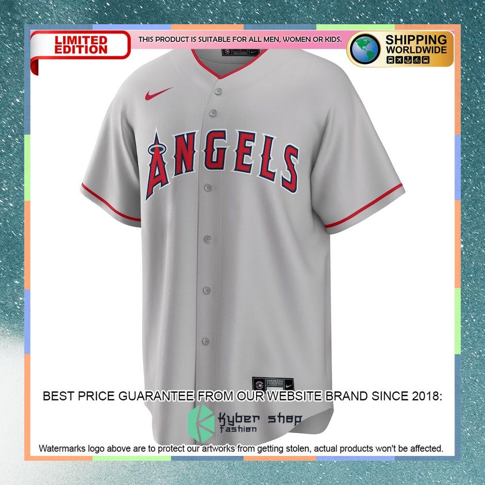 Los Angeles Angels Road Team Gray Baseball Jersey 5 Los Angeles Angels Road Team Gray Baseball Jersey word3