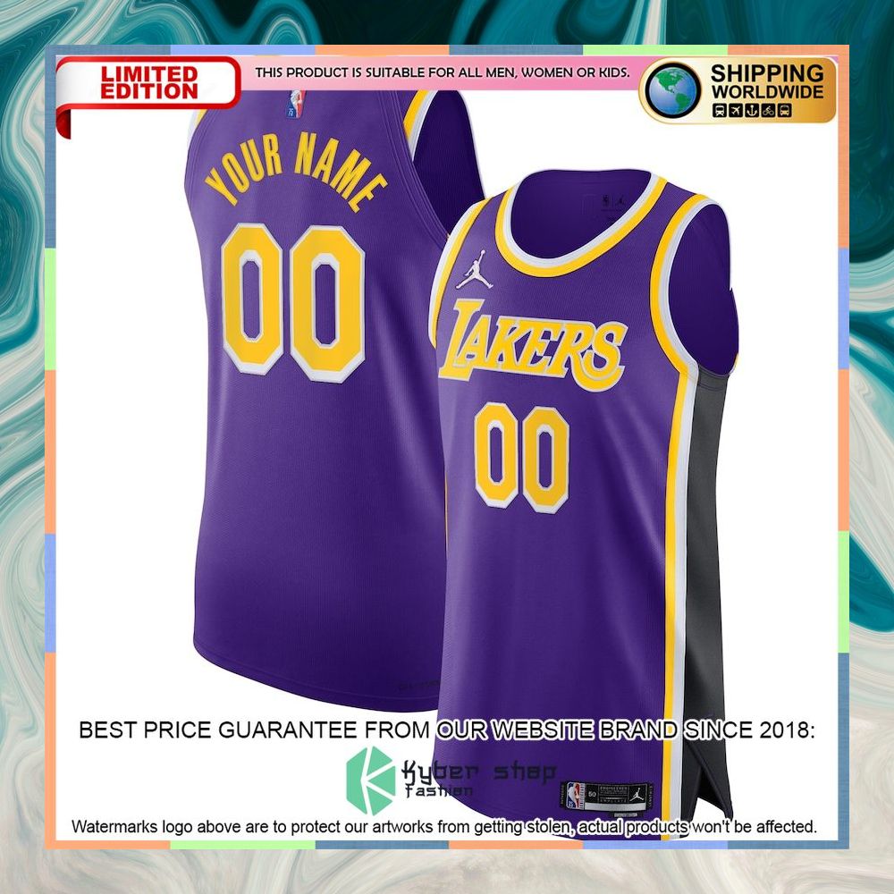 Los Angeles Lakers Jordan Brand 2021-22 Diamond Custom Purple Basketball Jersey 4 Los Angeles Lakers Jordan Brand 2021-22 Diamond Custom Purple Basketball Jersey word3