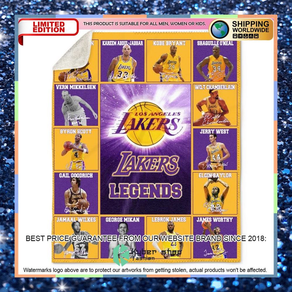 Los Angeles Lakers Legends Fleece Blanket 3 Los Angeles Lakers Legends Fleece Blanket word1
