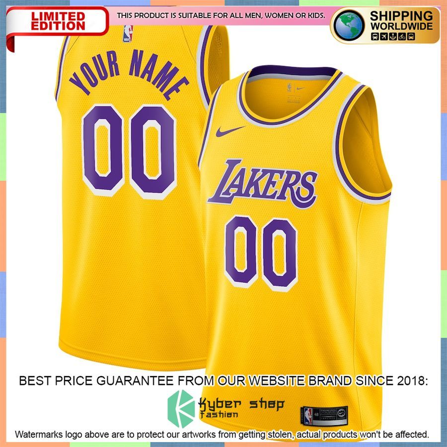 Los Angeles Lakers Nike 2020-21 Custom Gold Basketball Jersey