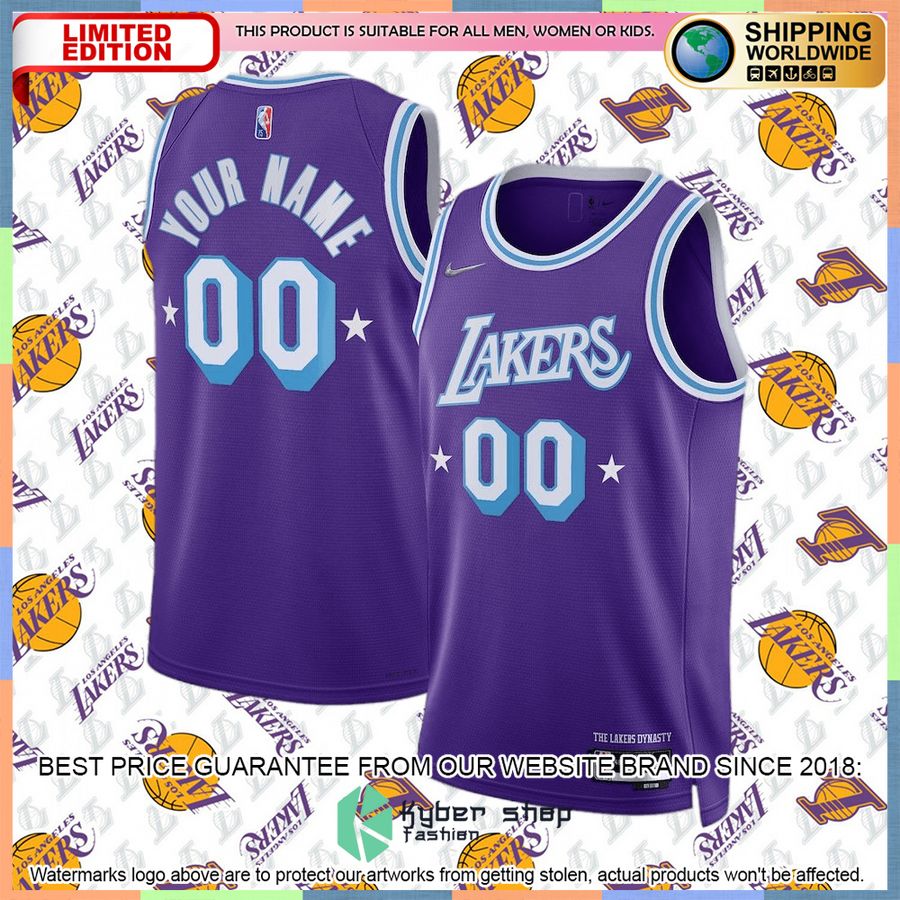 Los Angeles Lakers Nike 2021-22 Custom Purple Basketball Jersey 4 Los Angeles Lakers Nike 2021-22 Custom Purple Basketball Jersey word2