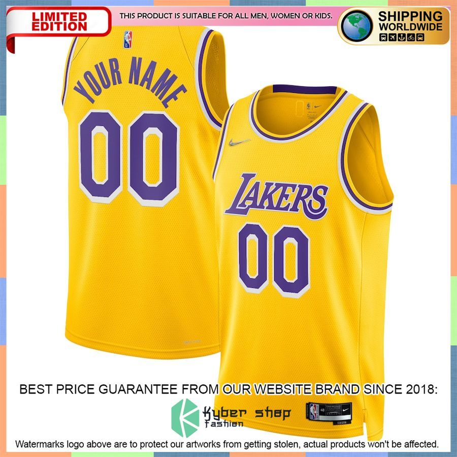 Los Angeles Lakers Nike 2021-22 Diamond Custom Gold Basketball Jersey