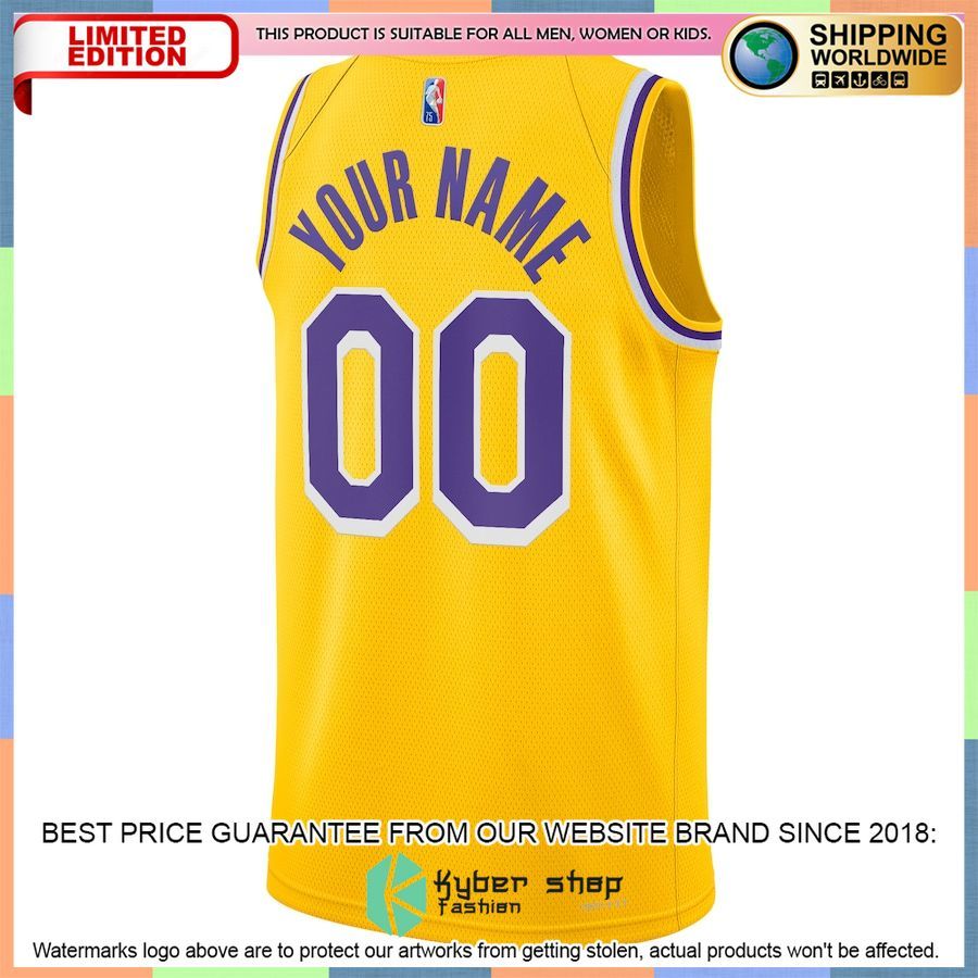 Los Angeles Lakers Nike 2021-22 Diamond Custom Gold Basketball Jersey 3 Los Angeles Lakers Nike 2021-22 Diamond Custom Gold Basketball Jersey word2