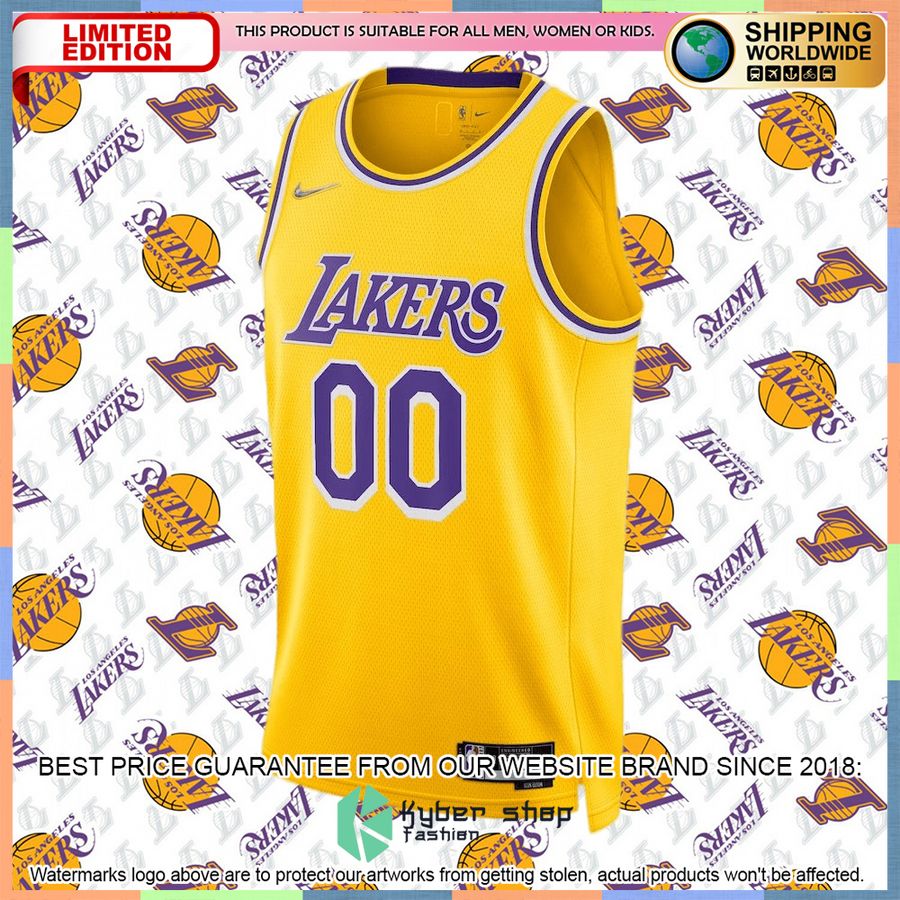 Los Angeles Lakers Nike 2021-22 Diamond Custom Gold Basketball Jersey 5 Los Angeles Lakers Nike 2021-22 Diamond Custom Gold Basketball Jersey word2