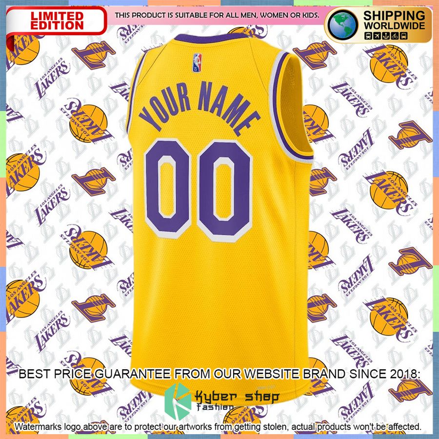 Los Angeles Lakers Nike 2021-22 Diamond Custom Gold Basketball Jersey 6 Los Angeles Lakers Nike 2021-22 Diamond Custom Gold Basketball Jersey word2