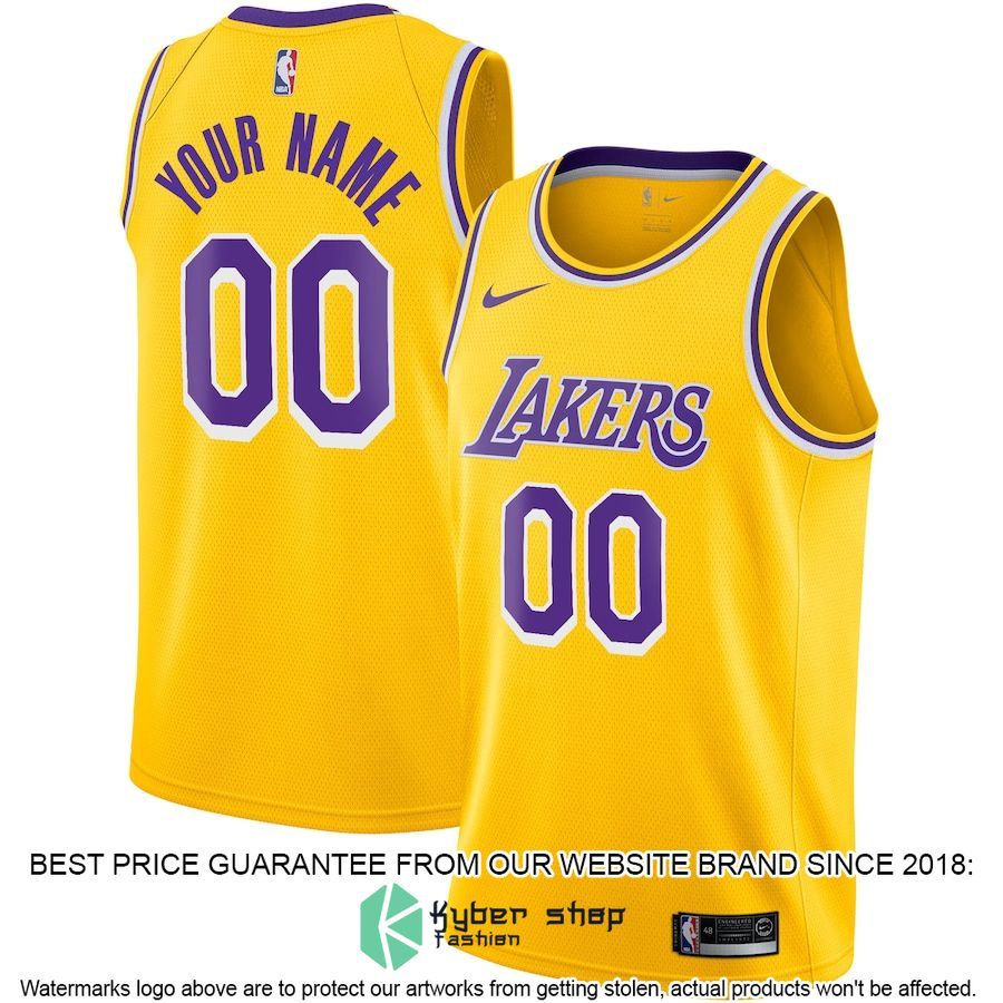 Los Angeles Lakers Nike Custom Gold Basketball Jersey