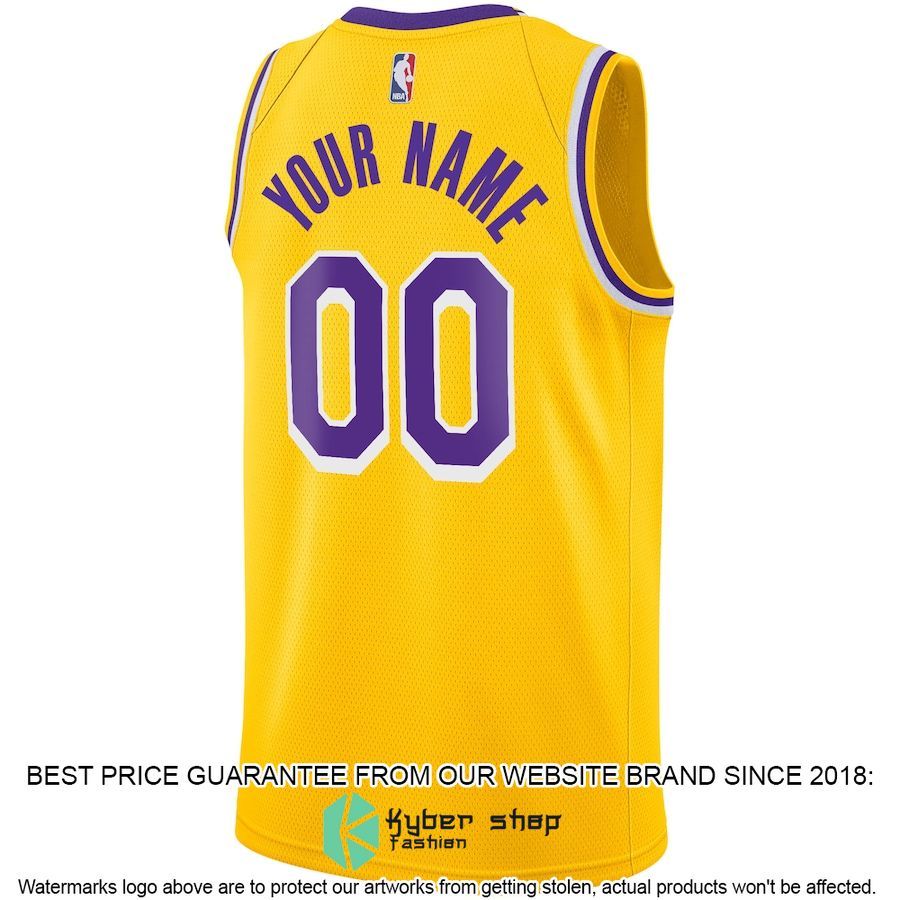 Los Angeles Lakers Nike Custom Gold Basketball Jersey 3 Los Angeles Lakers Nike Custom Gold Basketball Jersey word2