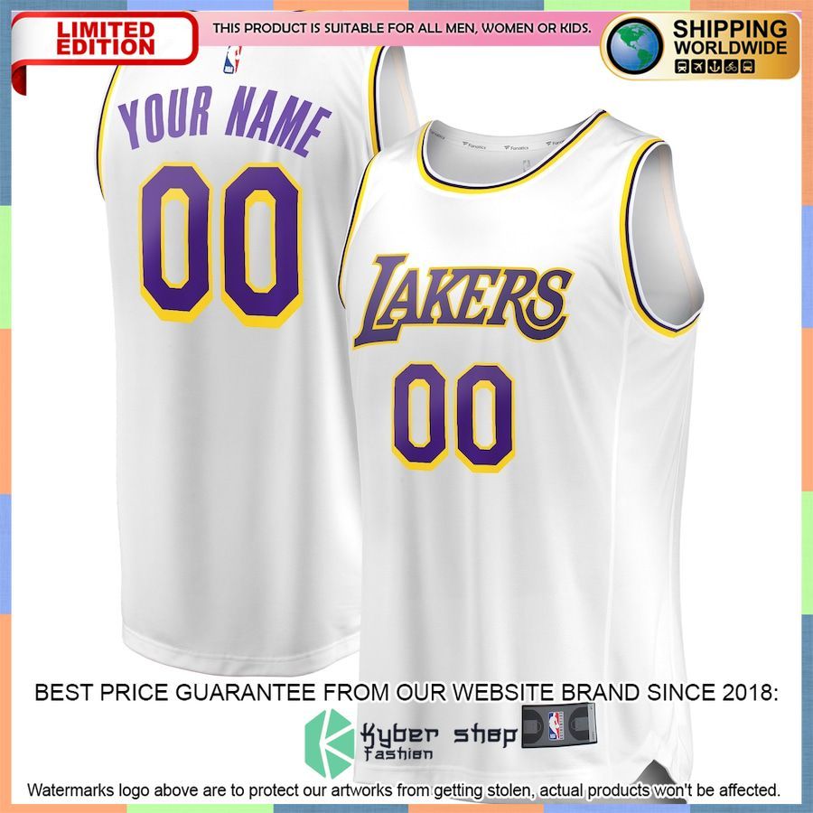 Los Angeles Lakers Youth 2018-19 Custom White Basketball Jersey
