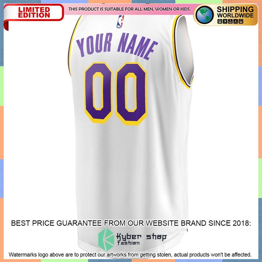 Los Angeles Lakers Youth 2018-19 Custom White Basketball Jersey 3 Los Angeles Lakers Youth 2018-19 Custom White Basketball Jersey word3