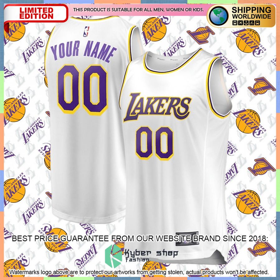 Los Angeles Lakers Youth 2018-19 Custom White Basketball Jersey 4 Los Angeles Lakers Youth 2018-19 Custom White Basketball Jersey word3