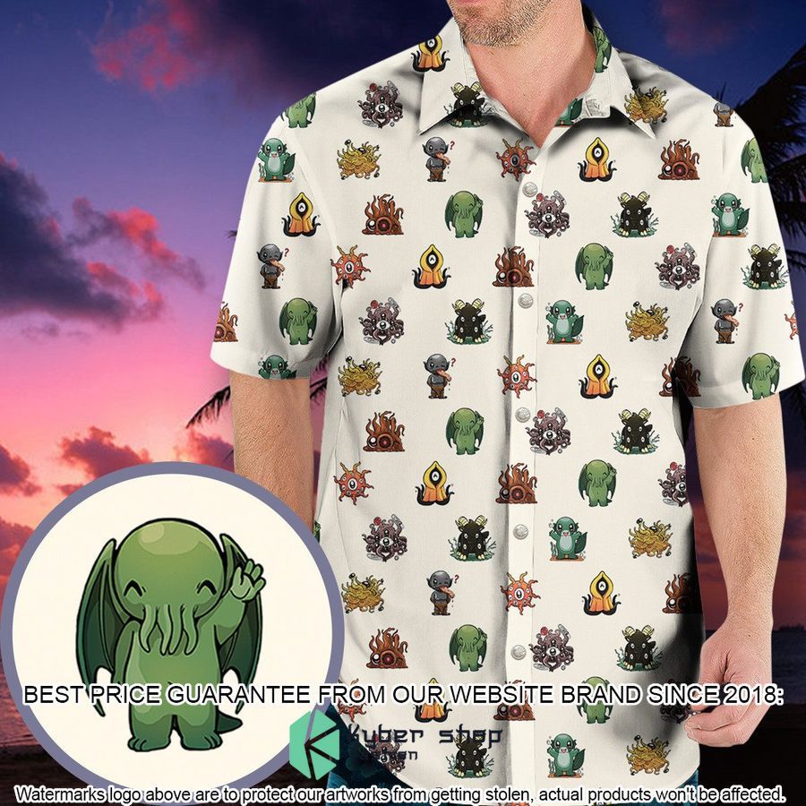Lovecraft Demons Cute H.P. Lovecraft Monsters Pattern Hawaiian Shirt word1