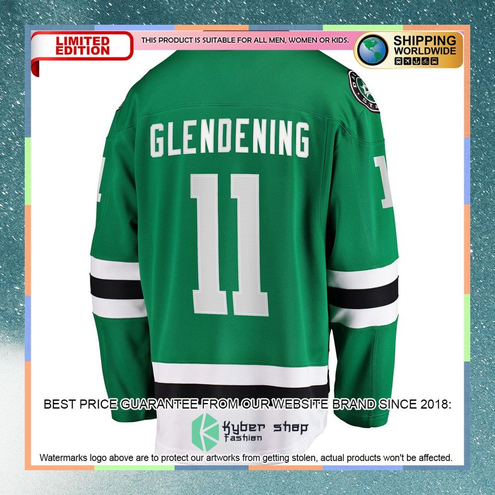 Luke Glendening Dallas Stars Kelly Green Hockey Jersey 7 Luke Glendening Dallas Stars Kelly Green Hockey Jersey word1