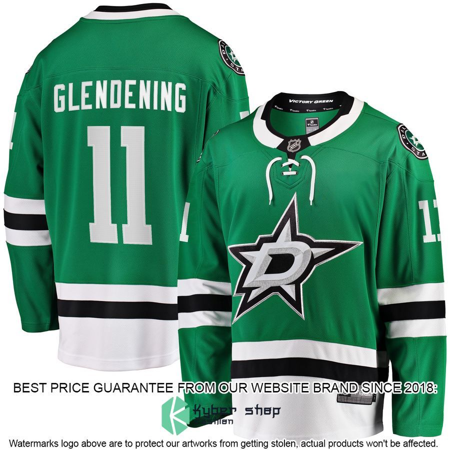 Luke Glendening Dallas Stars Kelly Green Hockey Jersey 4 Luke Glendening Dallas Stars Kelly Green Hockey Jersey word1