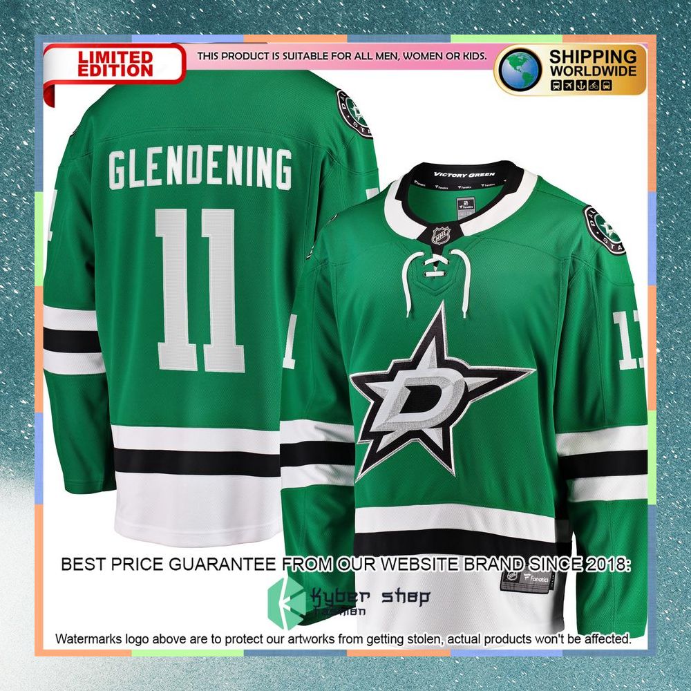 Luke Glendening Dallas Stars Kelly Green Hockey Jersey 8 Luke Glendening Dallas Stars Kelly Green Hockey Jersey word1