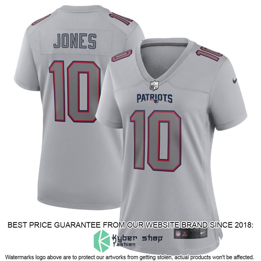Mac Jones New England Patriots Women's Atmosphere Fashion Gray Football Jersey