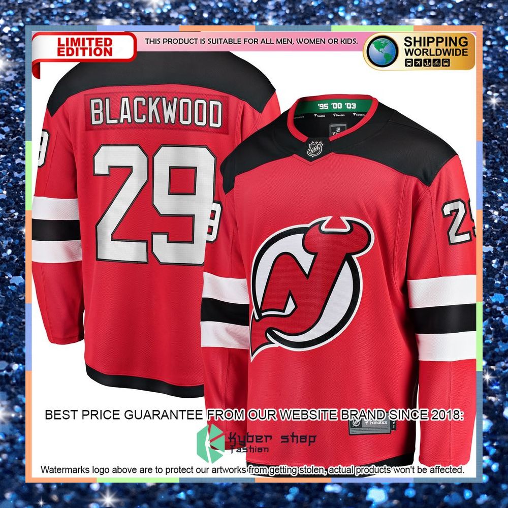 Mackenzie Blackwood New Jersey Devils Home Red Hockey Jersey 5 Mackenzie Blackwood New Jersey Devils Home Red Hockey Jersey word2