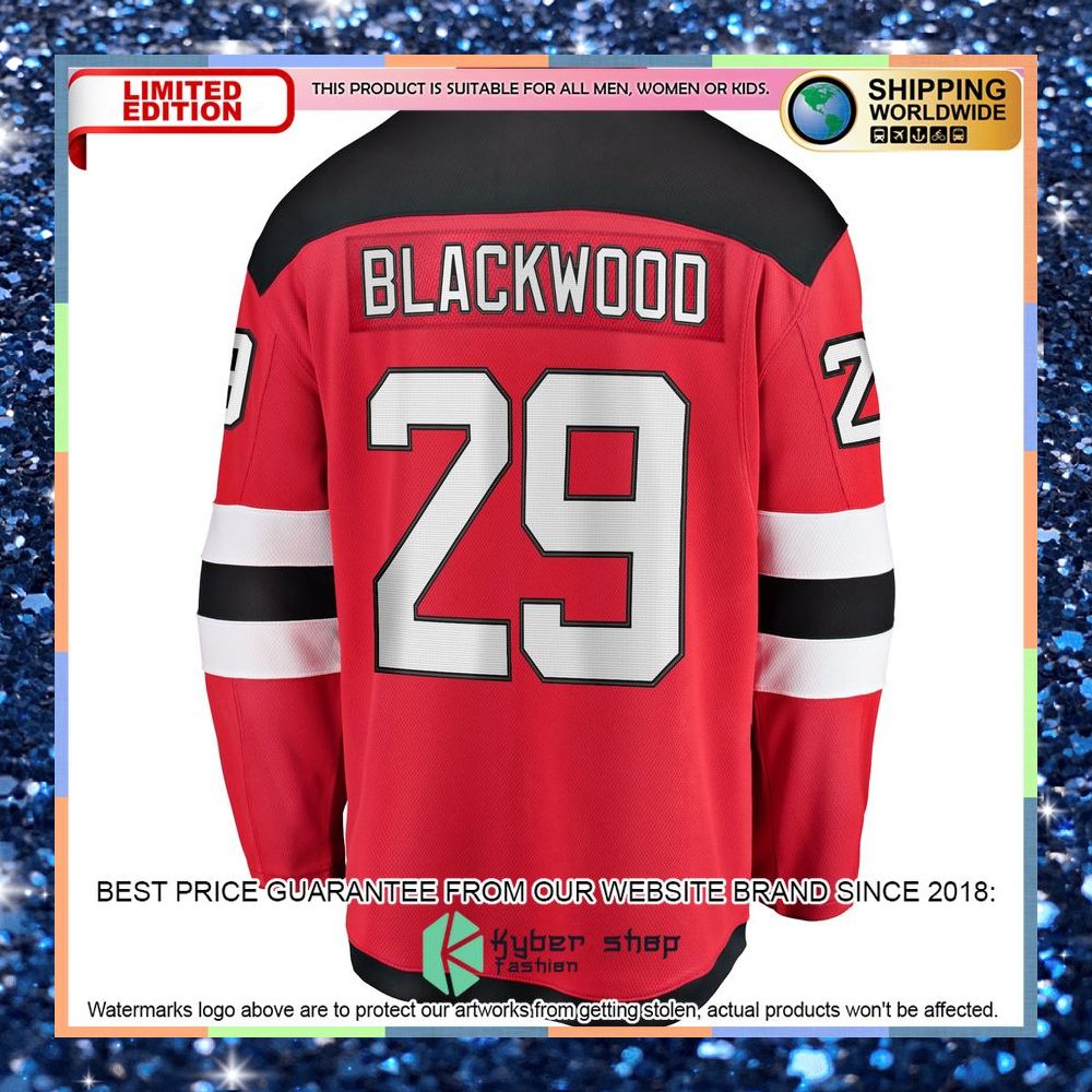 Mackenzie Blackwood New Jersey Devils Home Red Hockey Jersey 7 Mackenzie Blackwood New Jersey Devils Home Red Hockey Jersey word2