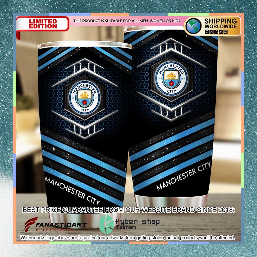Manchester City blue Tumbler 3 Manchester City blue Tumbler word3