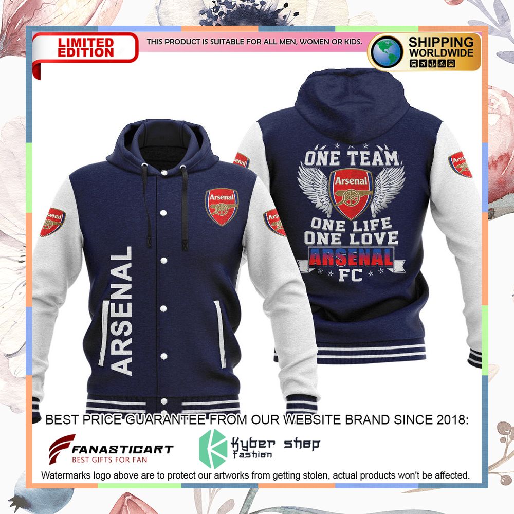 Manchester United FC One Team One Life One Love Baseball Hoodie Jacket 9 Manchester United FC One Team One Life One Love Baseball Hoodie Jacket word2