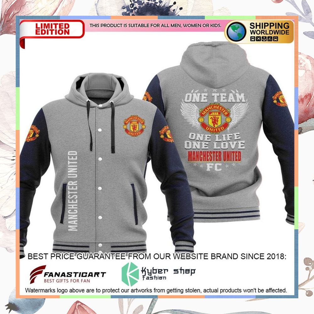 Manchester United FC One Team One Life One Love Baseball Hoodie Jacket 10 Manchester United FC One Team One Life One Love Baseball Hoodie Jacket word2