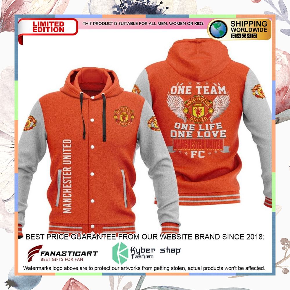 Manchester United FC One Team One Life One Love Baseball Hoodie Jacket 12 Manchester United FC One Team One Life One Love Baseball Hoodie Jacket word2