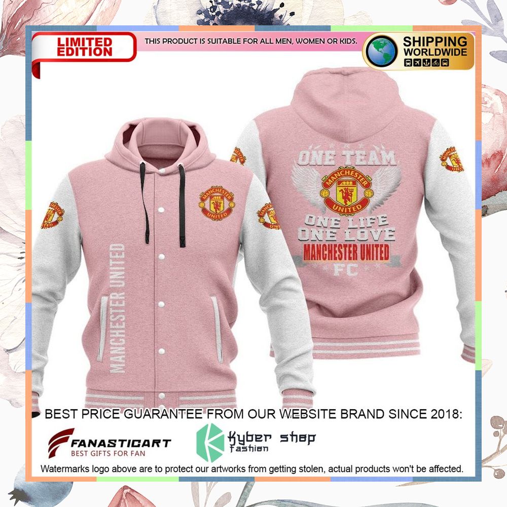 Manchester United FC One Team One Life One Love Baseball Hoodie Jacket 13 Manchester United FC One Team One Life One Love Baseball Hoodie Jacket word2
