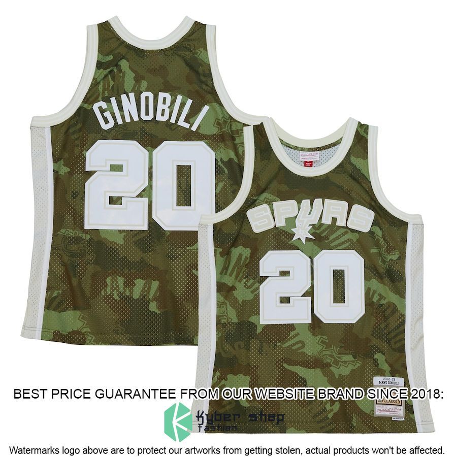 Manu Ginobili San Antonio Spurs Mitchell & Ness Unisex Hardwood Classics 2002-03 Ghost Green Camo Basketball Jersey