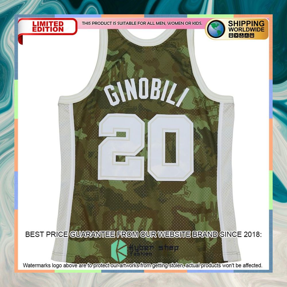 Manu Ginobili San Antonio Spurs Mitchell & Ness Unisex Hardwood Classics 2002-03 Ghost Green Camo Basketball Jersey 6 Manu Ginobili San Antonio Spurs Mitchell & Ness Unisex Hardwood Classics 2002-03 Ghost Green Camo Basketball Jersey word3