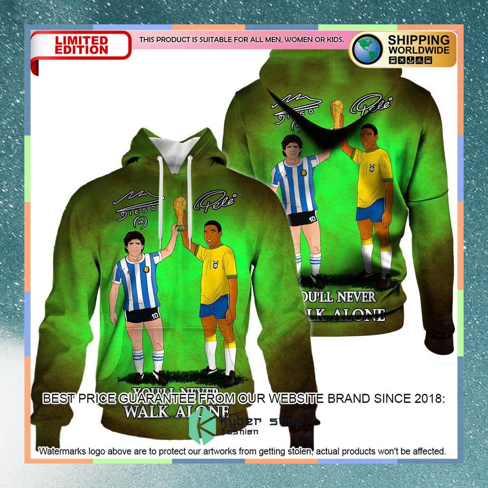Maradona Pele You'll Never Walk Alone Shirt, Hoodie 6 Maradona Pele You'll Never Walk Alone Shirt, Hoodie word1