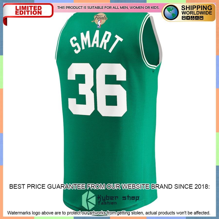 Marcus Smart Boston Celtics 2022 NBA Finals Player Kelly Green Basketball Jersey 3 Marcus Smart Boston Celtics 2022 NBA Finals Player Kelly Green Basketball Jersey word2