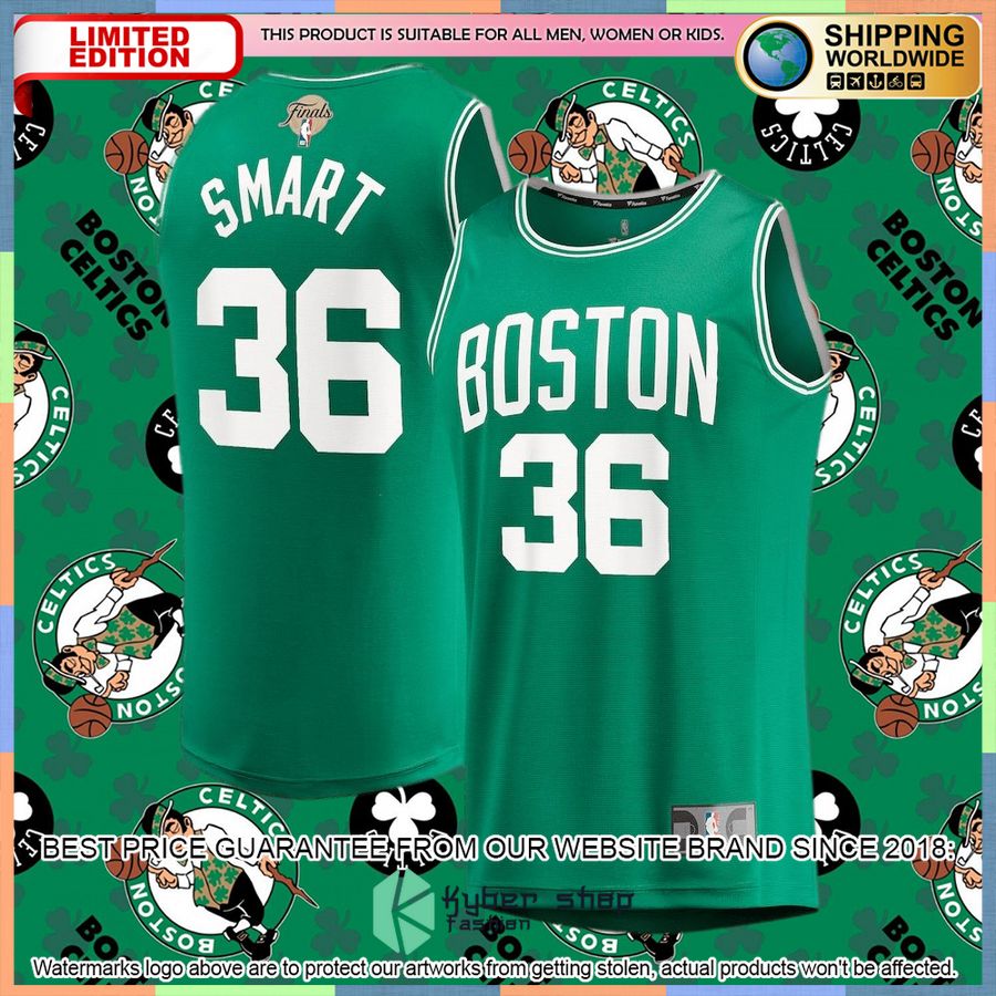 Marcus Smart Boston Celtics 2022 NBA Finals Player Kelly Green Basketball Jersey 4 Marcus Smart Boston Celtics 2022 NBA Finals Player Kelly Green Basketball Jersey word2