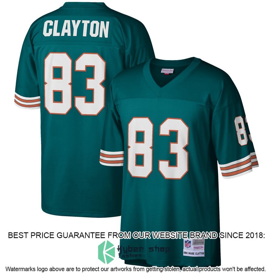 Mark Clayton Miami Dolphins Mitchell & Ness 1984 Legacy Replica Aqua Football Jersey