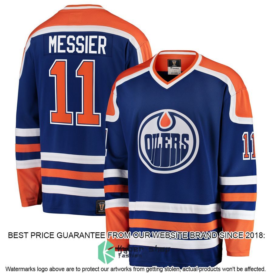 Mark Messier Edmonton Oilers Premier Retired Blue Hockey Jersey