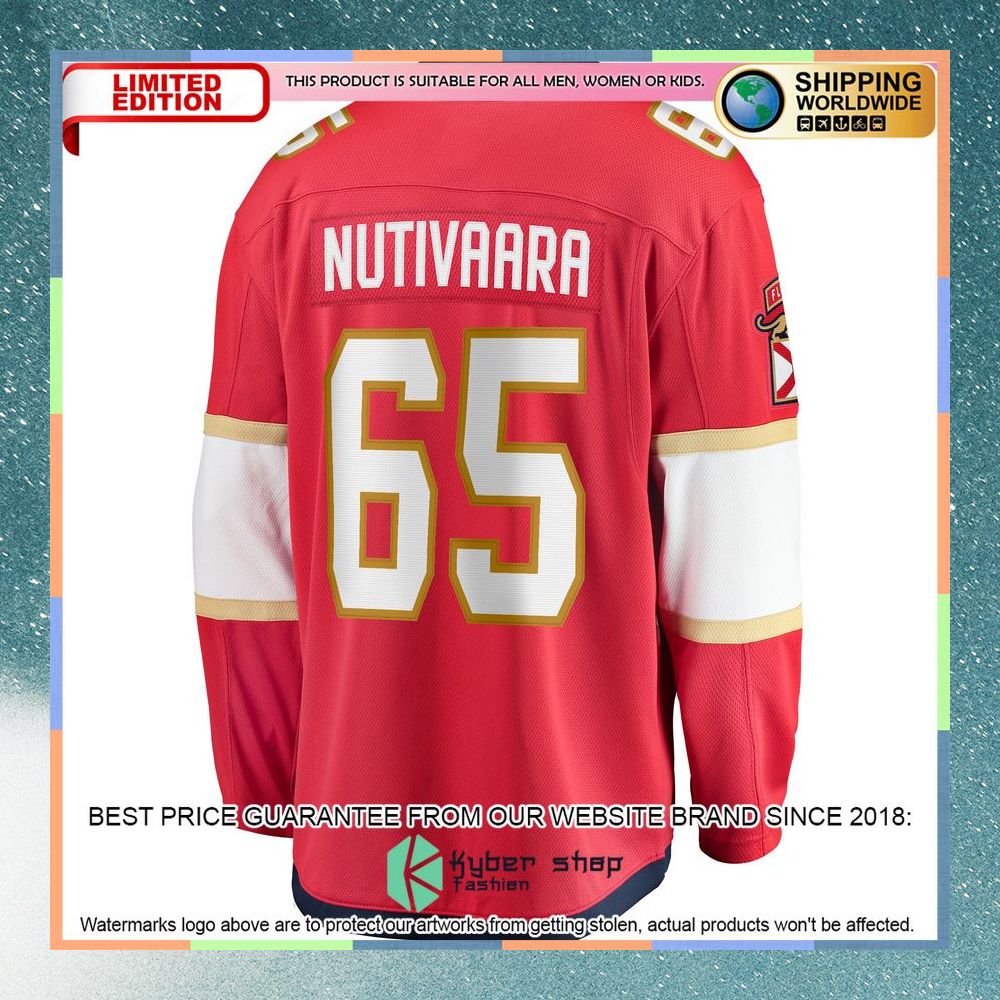 Markus Nutivaara Florida Panthers Red Hockey Jersey 7 Markus Nutivaara Florida Panthers Red Hockey Jersey word2