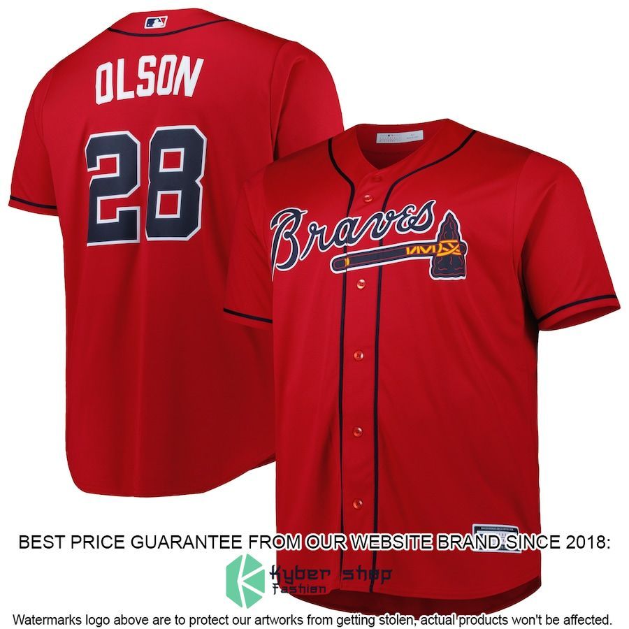 Matt Olson Atlanta Braves Big And Tall Player Red Baseball Jersey