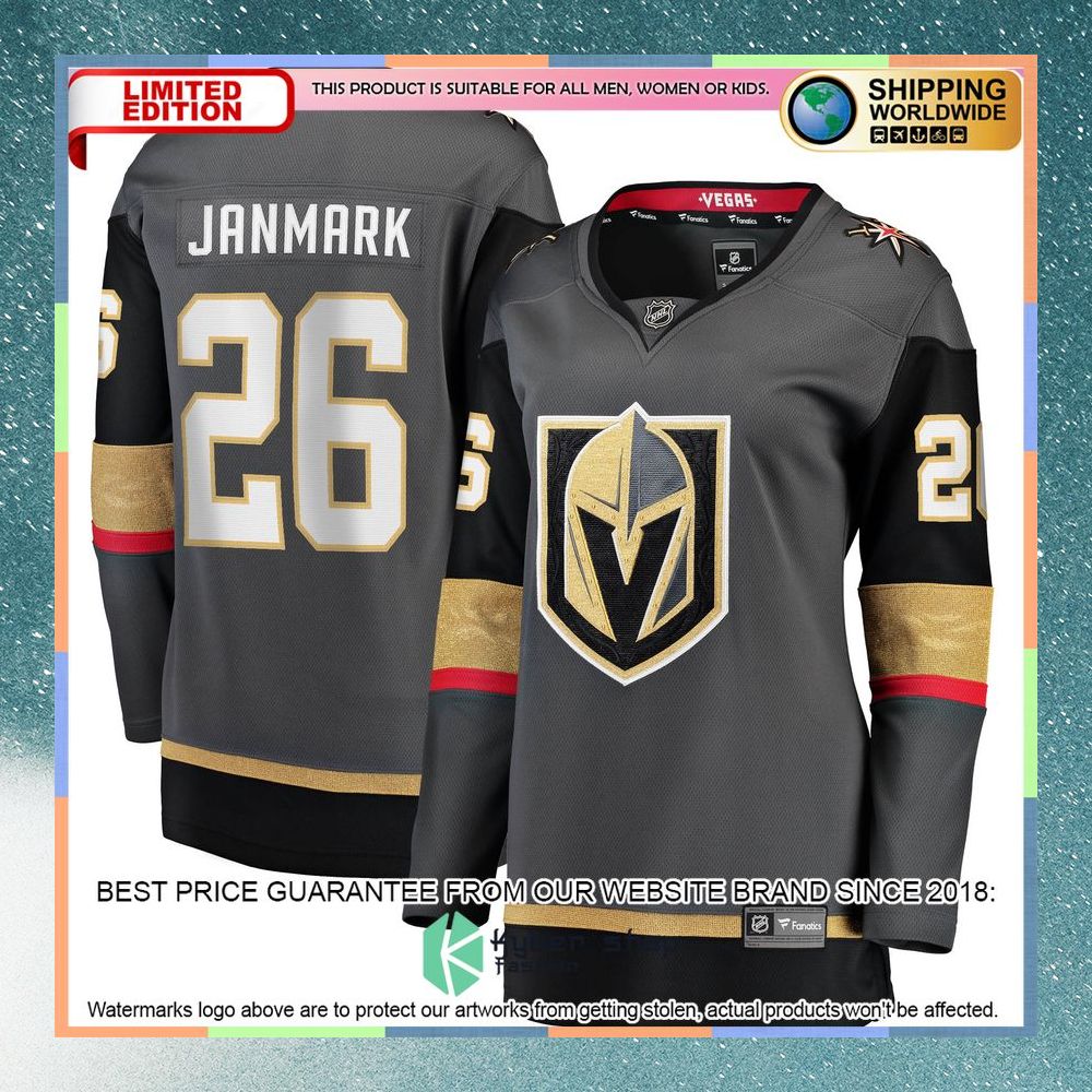 Mattias Janmark Vegas Golden Knights Women's 2017 18 Gray Hockey Jersey 8 Mattias Janmark Vegas Golden Knights Women's 2017 18 Gray Hockey Jersey word1