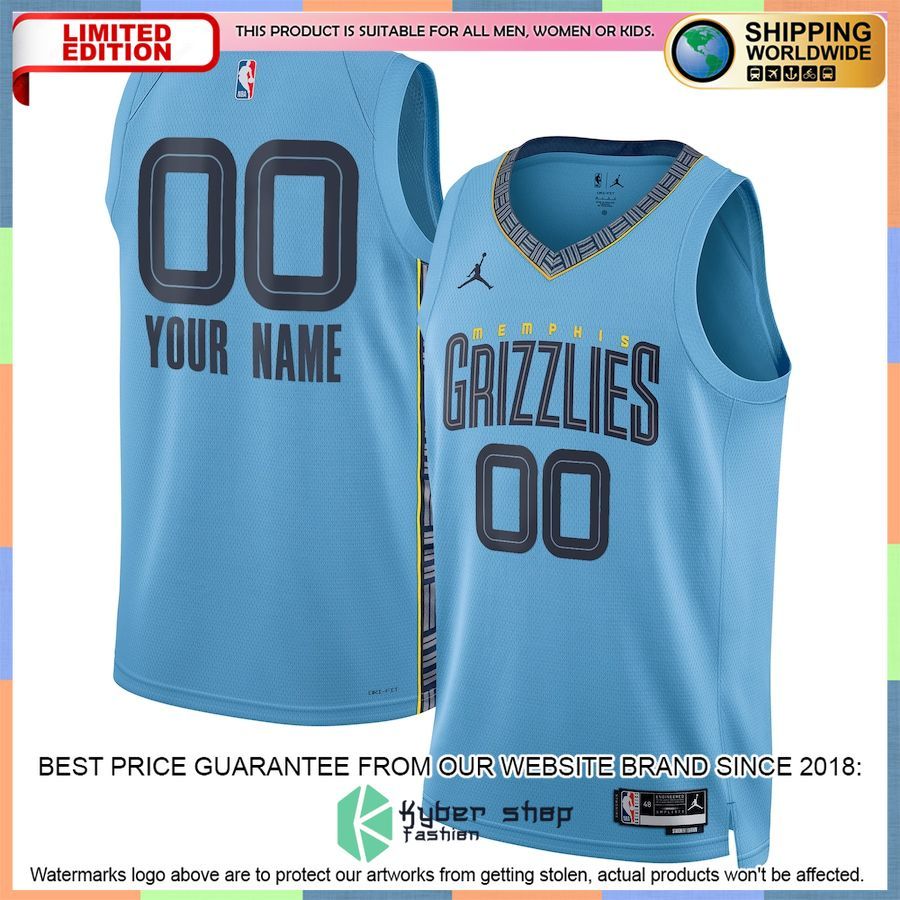 Memphis Grizzlies Jordan Brand 2022-23 Custom Blue Basketball Jersey