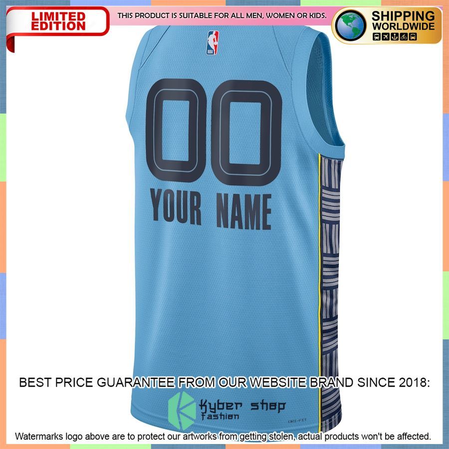 Memphis Grizzlies Jordan Brand 2022-23 Custom Blue Basketball Jersey 3 Memphis Grizzlies Jordan Brand 2022-23 Custom Blue Basketball Jersey word1