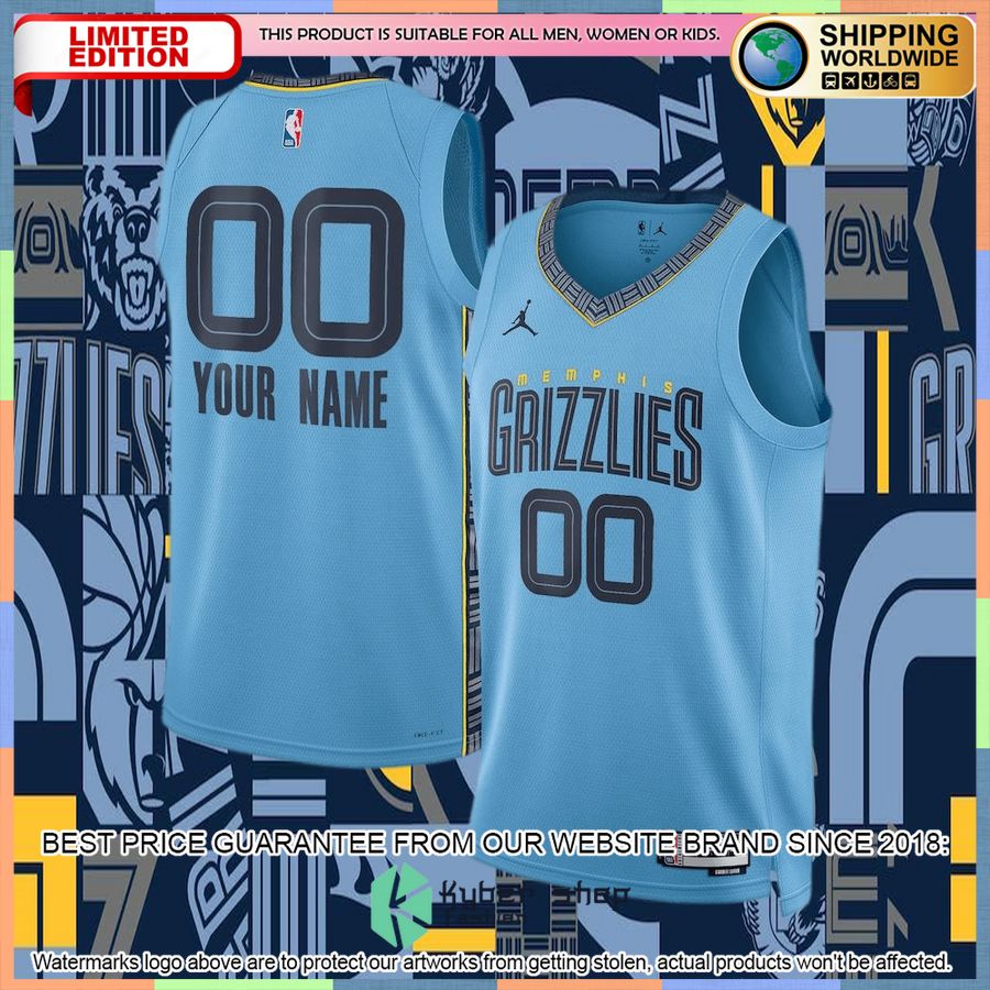 Memphis Grizzlies Jordan Brand 2022-23 Custom Blue Basketball Jersey 4 Memphis Grizzlies Jordan Brand 2022-23 Custom Blue Basketball Jersey word1