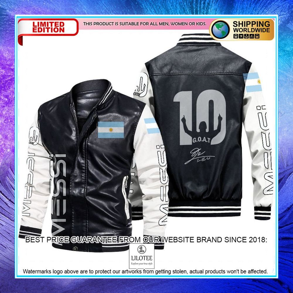 Messi 10 Goat Signature Leather Bomber Jacket 2 Messi 10 Goat Signature Leather Bomber Jacket word3