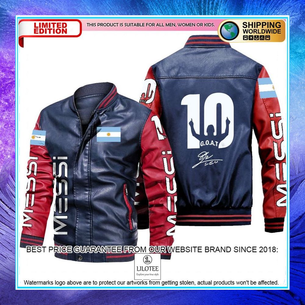 Messi 10 Goat Signature Leather Bomber Jacket 4 Messi 10 Goat Signature Leather Bomber Jacket word3
