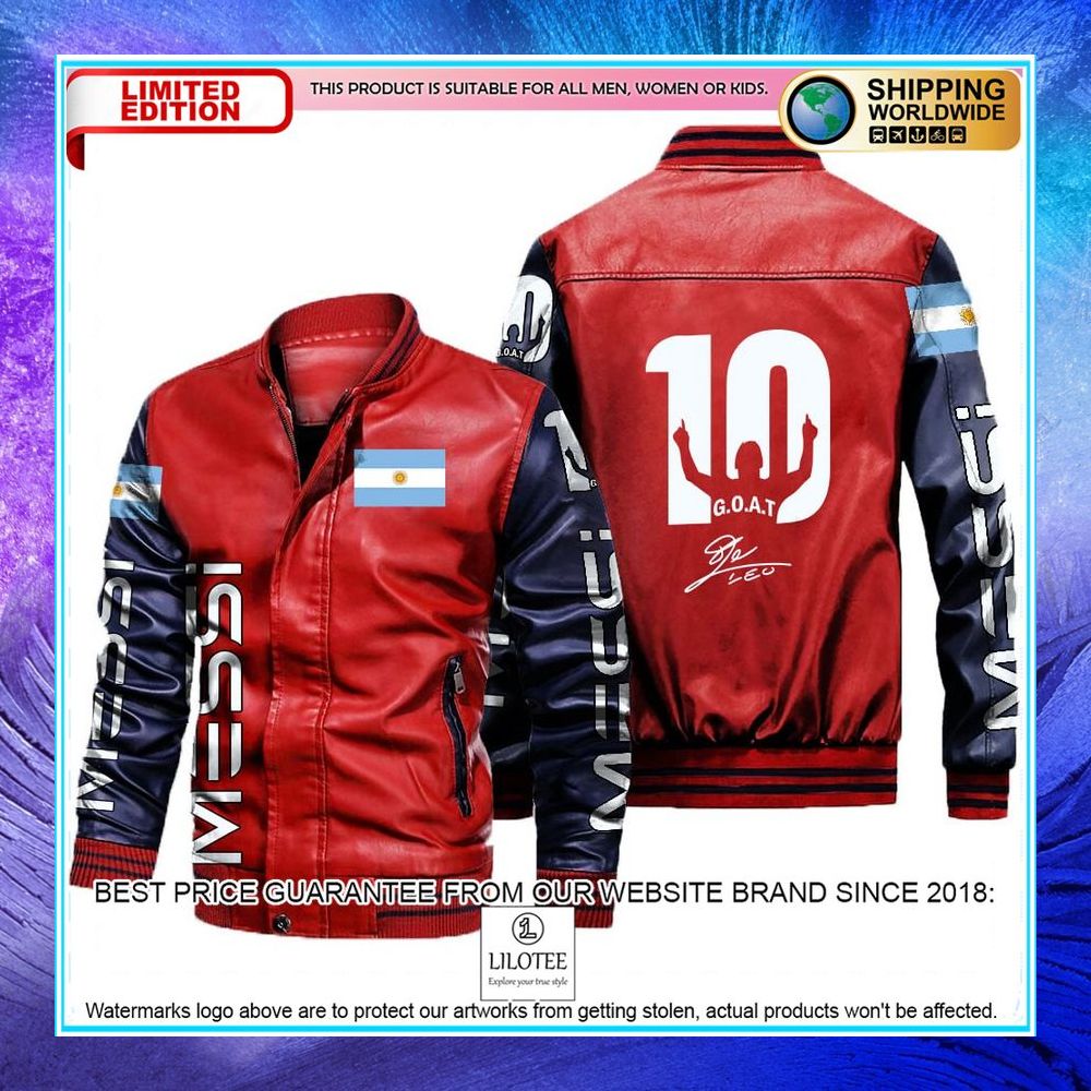 Messi 10 Goat Signature Leather Bomber Jacket 5 Messi 10 Goat Signature Leather Bomber Jacket word3