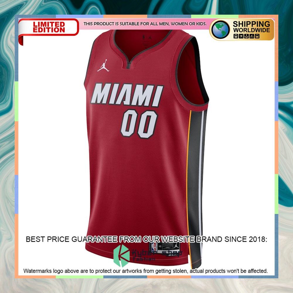 Miami Heat Jordan Brand Unisex 2022-23 Custom Red Basketball Jersey 5 Miami Heat Jordan Brand Unisex 2022-23 Custom Red Basketball Jersey word3