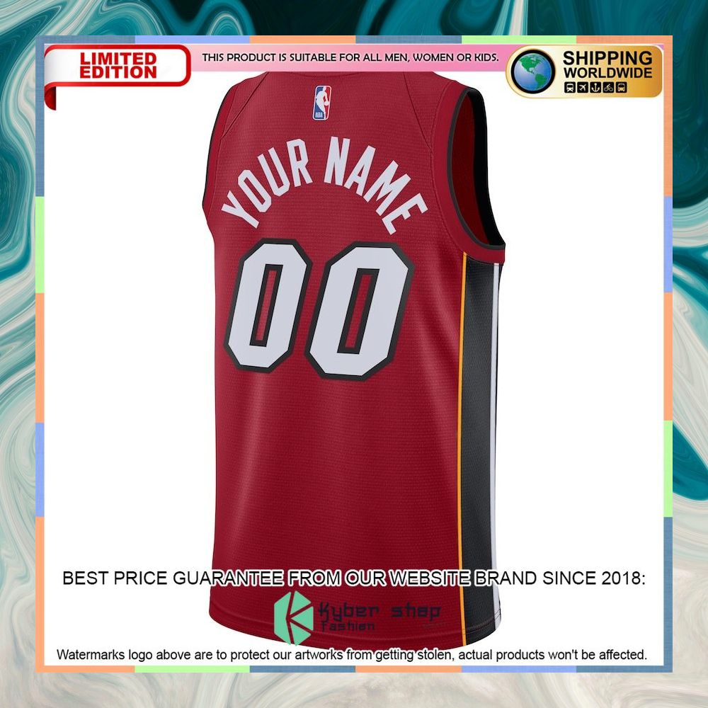 Miami Heat Jordan Brand Unisex 2022-23 Custom Red Basketball Jersey 6 Miami Heat Jordan Brand Unisex 2022-23 Custom Red Basketball Jersey word3