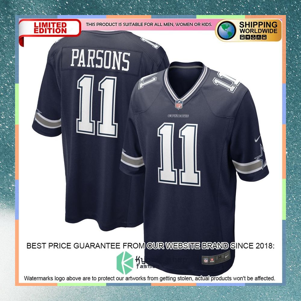 Micah Parsons Dallas Cowboys 2021 NFL Draft First Round Pick Navy Football Jersey 8 Micah Parsons Dallas Cowboys 2021 NFL Draft First Round Pick Navy Football Jersey word3