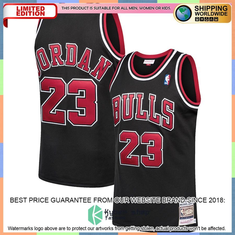 Michael Jordan Chicago Bulls Mitchell & Ness 1997-98 Hardwood Classics Authentic Player Black Basketball Jersey