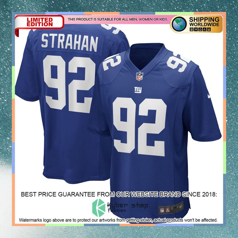 Michael Strahan New York Giants Football Retired Royal Football Jersey 8 Michael Strahan New York Giants Football Retired Royal Football Jersey word3