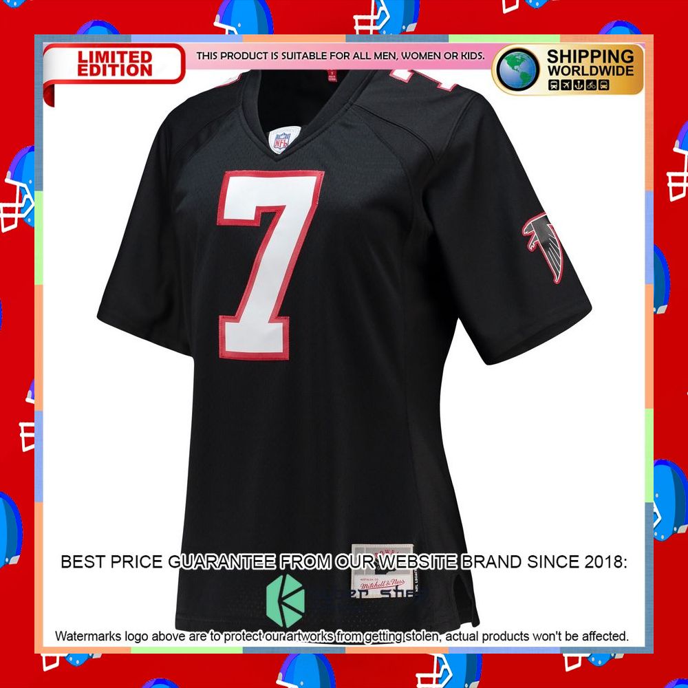 Michael Vick Atlanta Falcons Mitchell & Ness Women's Legacy Replica Black Football Jersey 6 Michael Vick Atlanta Falcons Mitchell & Ness Women's Legacy Replica Black Football Jersey word2